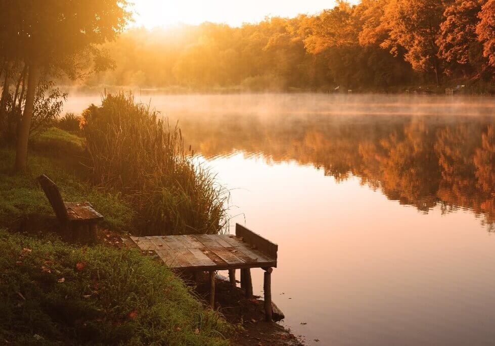 Sunset over a peaceful lake